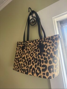 Authentic Coach Leopard Print Tote Bag with Black Handles